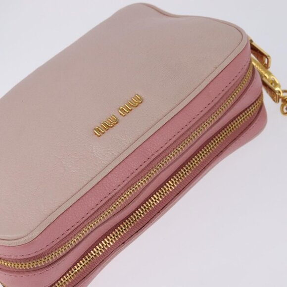 Authentic Miu Miu Madras Shoulder Bag Leather Pink Gold - Picture 13 of 16
